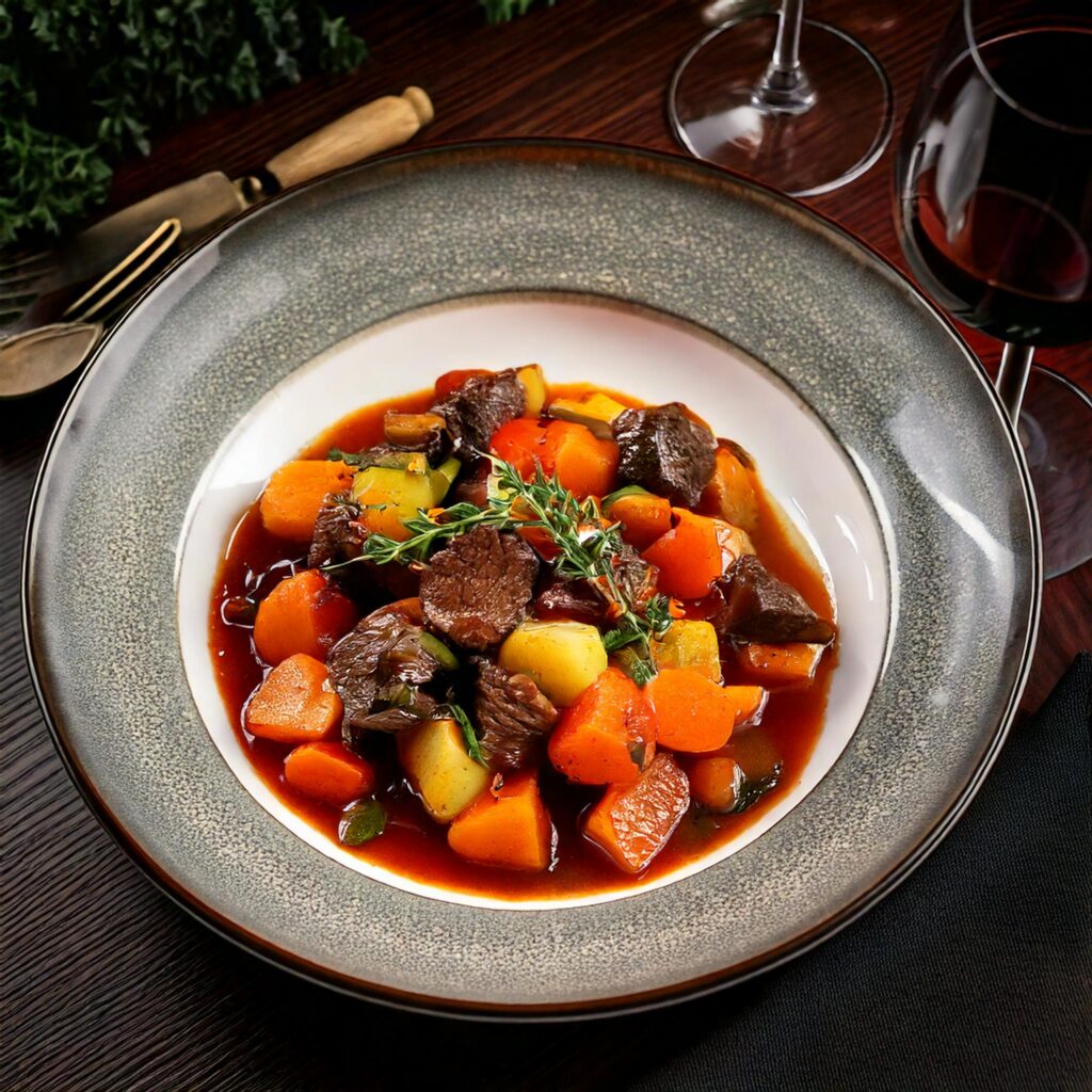 Idée de recette : Ragout de boeuf aux légumes racines et vin rouge