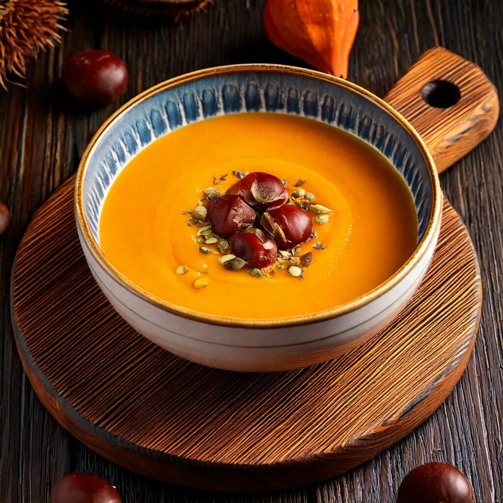 Idée de recette : Velouté de potiron aux châtaignes